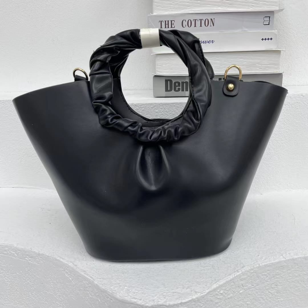 Geanta de dama Office din piele ecologica neagra eleganta cu maner rasucit si bareta detasabila ACGD382 image10